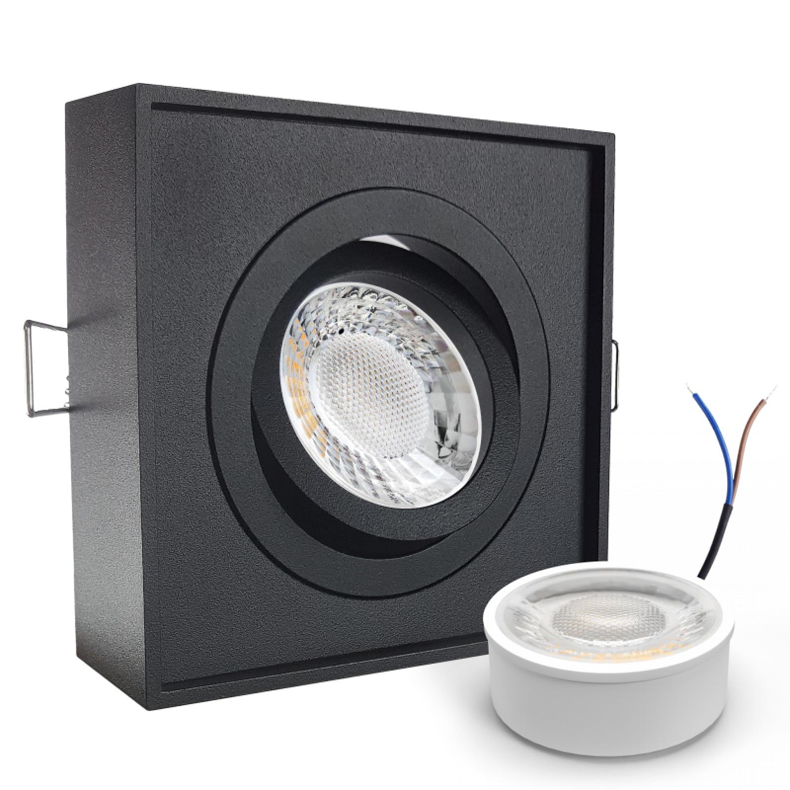 CONCEPTRUN LED Aufbau Einbaustrahler schwarz eckig 30° schwenkbar Lochmaß Ø 85mm - 90mm geringe Tiefe 19mm 5W LED Modul flach dimmbar neutralweiß 230V