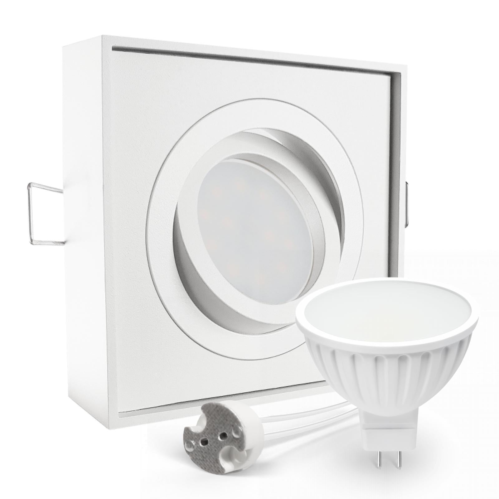 CONCEPTRUN LED Aufbau Einbaustrahler weiß eckig 30° schwenkbar Lochmaß Ø 85mm - 90mm geringe Tiefe 34mm