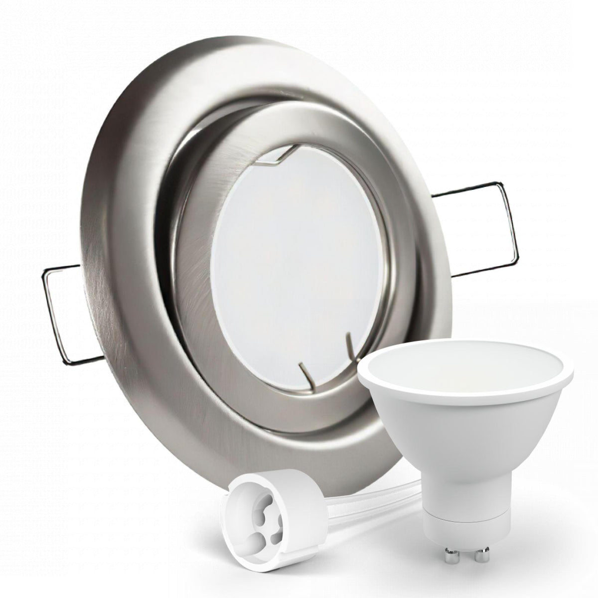 CONCEPTRUN LED Einbaustrahler Spot Edelstahl gebürstet rund 360° schwenkbar Lochmaß Ø 78mm - 85mm Tiefe 64mm Fassung