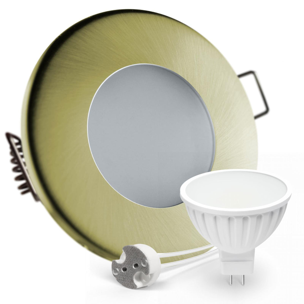 CONCEPTRUN LED Einbaustrahler Spot Feuchtraum IP44 Gold-Messing gebürstet rund Lochmaß Ø 68mm - 75mm Tiefe 55mm Fassung