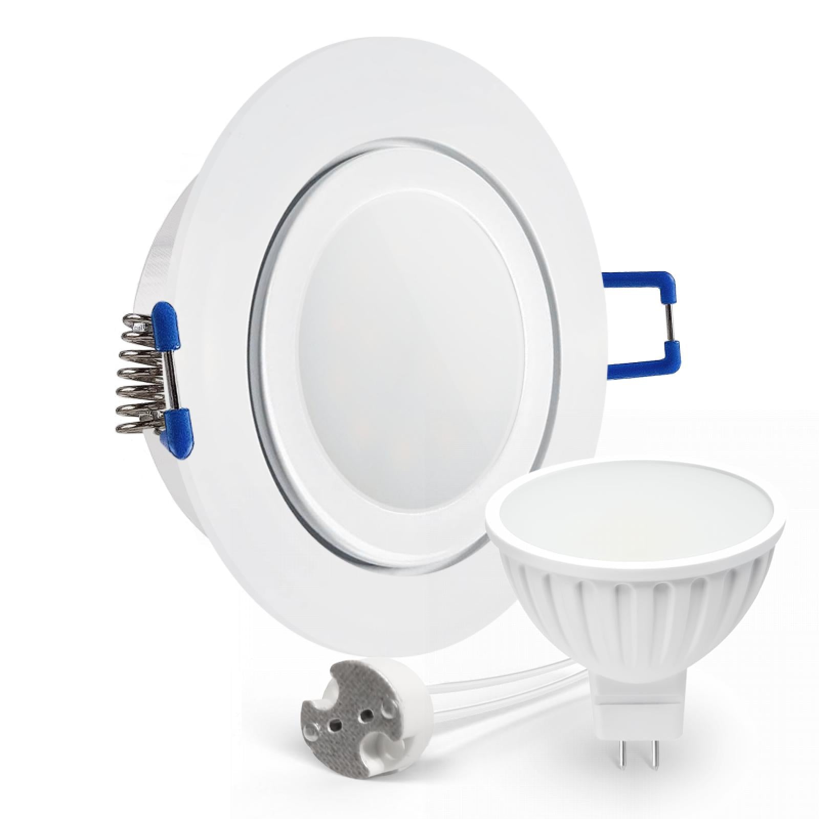 CONCEPTRUN LED Einbaustrahler Spot Feuchtraum IP44 weiß rund Glas Lochmaß Ø 60mm - 75mm Tiefe 55mm Fassung
