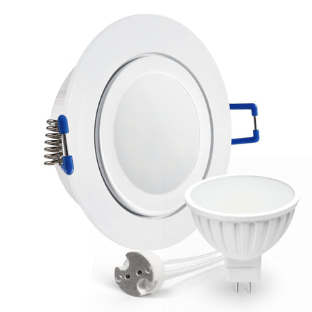CONCEPTRUN LED Einbaustrahler Spot Feuchtraum IP44 weiß rund Glas Lochmaß Ø 60mm - 75mm Tiefe 55mm Fassung