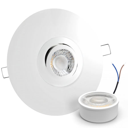 CONCEPTRUN LED Einbaustrahler Spot großer Durchmesser Chrom glänzend rund schwenkbar Lochmaß Ø 68mm - 180mm geringe Tiefe 25mm 5W LED Modul flach dimmbar neutralweiß 230V