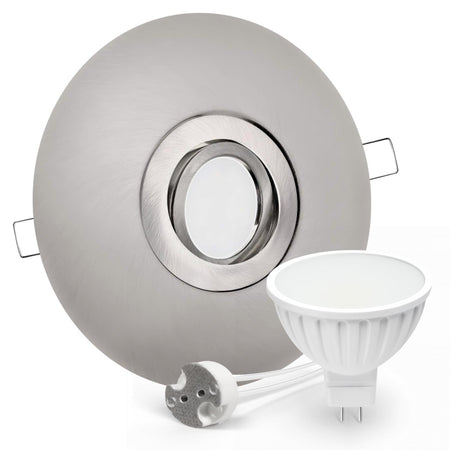 CONCEPTRUN LED Einbaustrahler Spot großer Durchmesser Edelstahl gebürstet rund schwenkbar Lochmaß Ø 68mm - 180mm Tiefe 55mm
