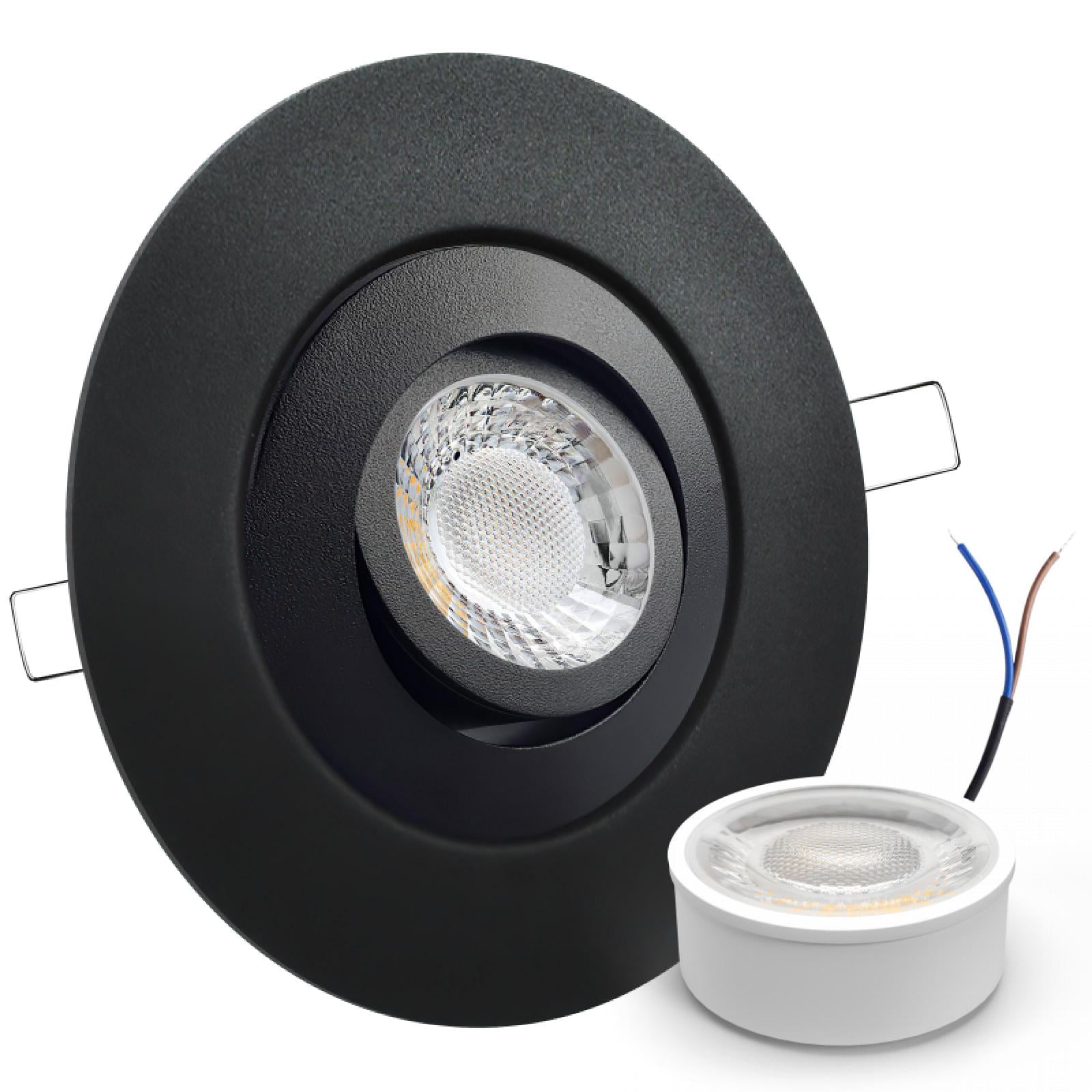 CONCEPTRUN LED Einbaustrahler Spot großer Durchmesser schwarz rund schwenkbar Lochmaß Ø 68mm - 135mm geringe Tiefe 25mm 5W LED Modul flach dimmbar neutralweiß 230V