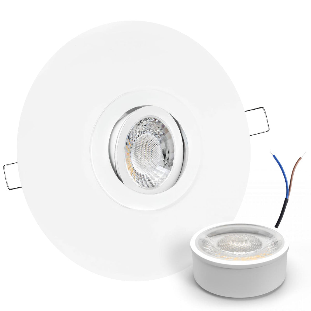 CONCEPTRUN LED Einbaustrahler Spot großer Durchmesser weiß rund schwenkbar Lochmaß Ø 68mm - 180mm geringe Tiefe 25mm 5W LED Modul flach dimmbar neutralweiß 230V