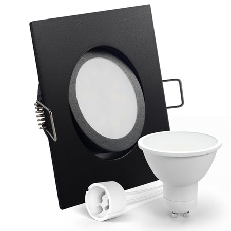 CONCEPTRUN LED Einbaustrahler Spot schwarz eckig 30° schwenkbar Lochmaß Ø 68mm - 80mm Tiefe 64mm Fassung