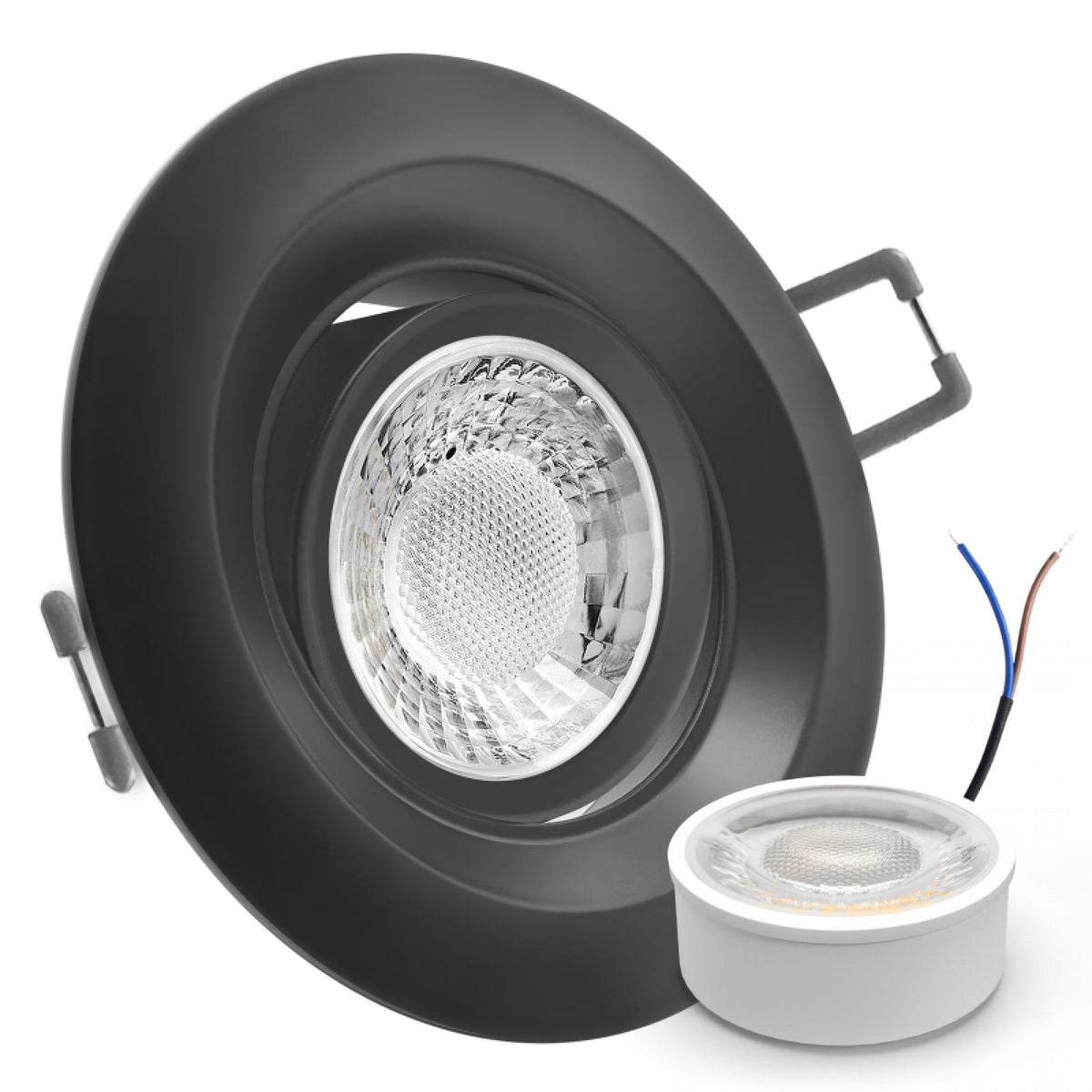 CONCEPTRUN LED Einbaustrahler Spot schwarz rund 360° schwenkbar Lochmaß Ø 68mm - 95mm geringe Tiefe 27mm 5W LED Modul flach dimmbar neutralweiß 230V