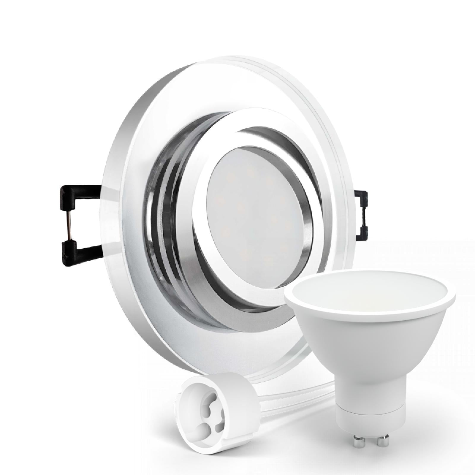 CONCEPTRUN LED Einbaustrahler Spot spiegelnd rund Glas 360° schwenkbar Lochmaß Ø 68mm - 75mm Tiefe 64mm Fassung