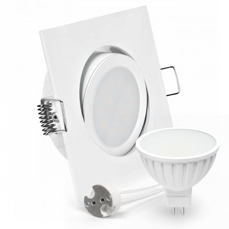 CONCEPTRUN LED Einbaustrahler Spot weiß eckig 30° schwenkbar Lochmaß Ø 68mm - 80mm Tiefe 55mm Fassung