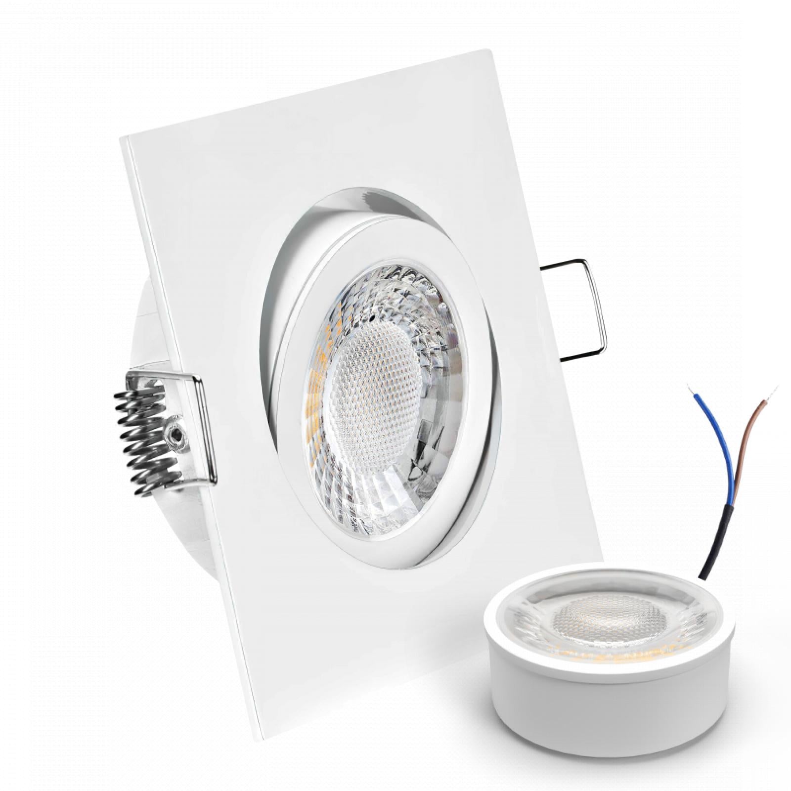CONCEPTRUN LED Einbaustrahler Spot weiß eckig 30° schwenkbar Lochmaß Ø 68mm - 80mm geringe Tiefe 25mm 5W LED Modul flach dimmbar neutralweiß 230V