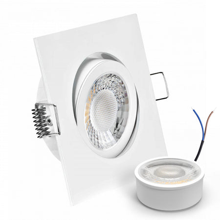CONCEPTRUN LED Einbaustrahler Spot weiß eckig 30° schwenkbar Lochmaß Ø 68mm - 80mm geringe Tiefe 25mm 5W LED Modul flach dimmbar neutralweiß 230V