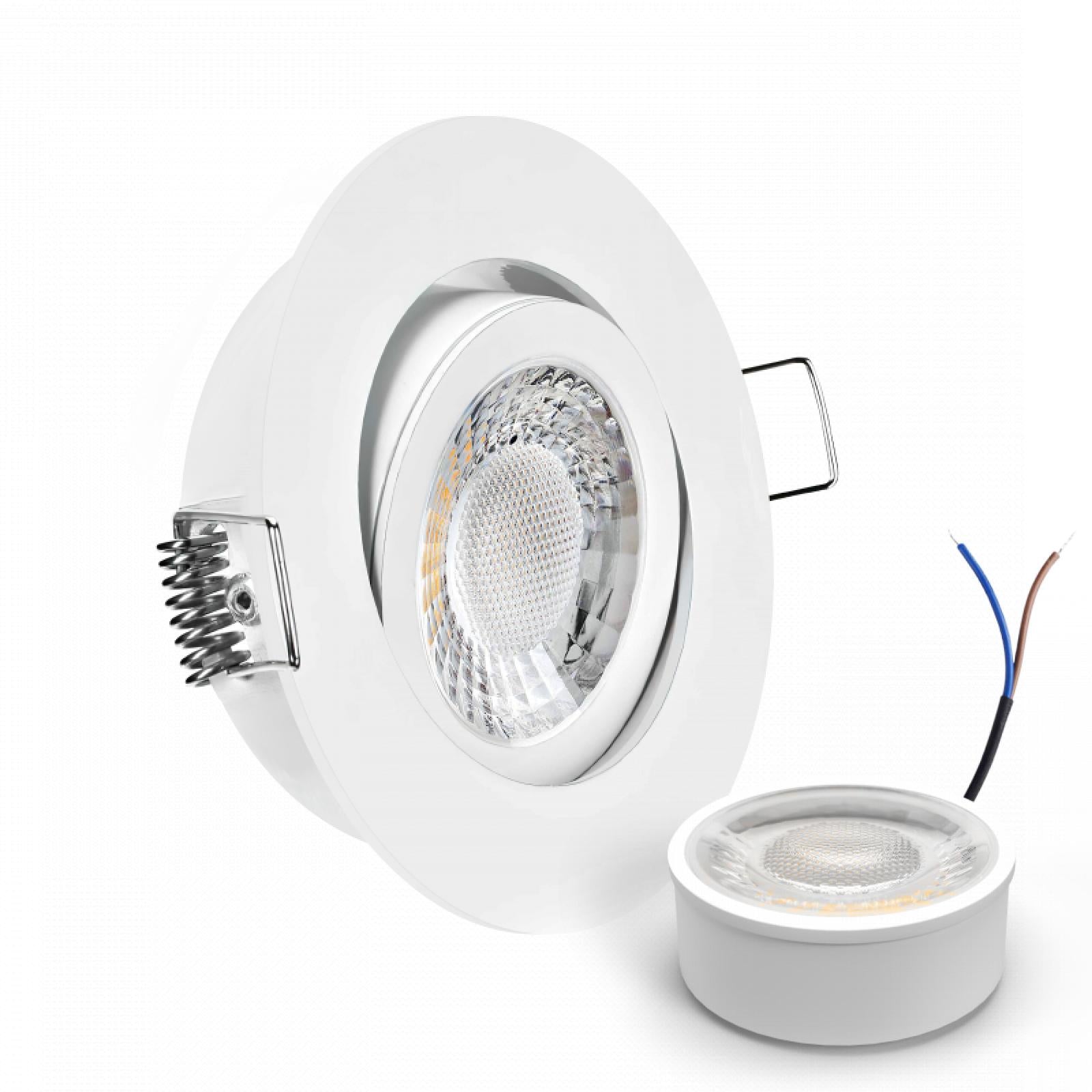 CONCEPTRUN LED Einbaustrahler Spot weiß rund 360° schwenkbar Lochmaß Ø 68mm - 75mm geringe Tiefe 25mm 5W LED Modul flach dimmbar neutralweiß 230V