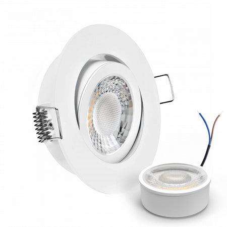 CONCEPTRUN LED Einbaustrahler Spot weiß rund 360° schwenkbar Lochmaß Ø 68mm - 75mm geringe Tiefe 25mm 5W LED Modul flach dimmbar neutralweiß 230V