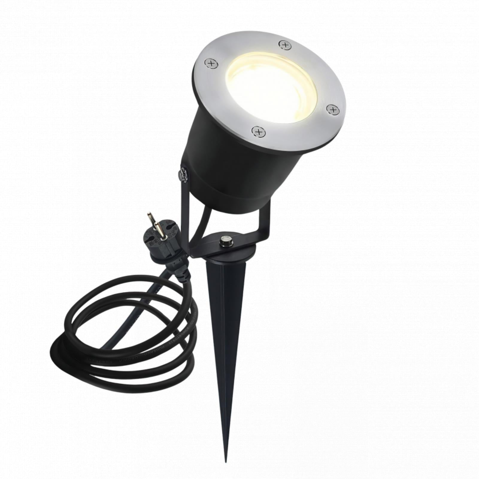 CONCEPTRUN LED Erdspießleuchte Edelstahl gebürstet Gartenstrahler Bodenleuchte 1,5m Kabel IP65
