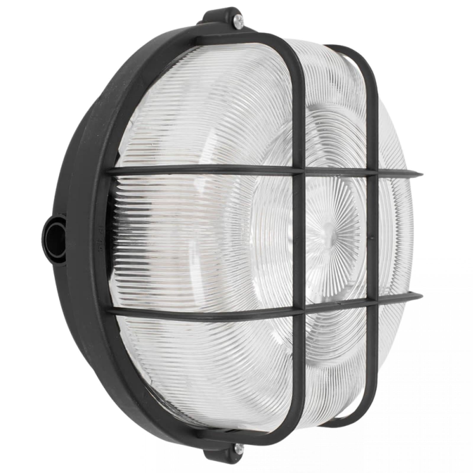 LED Kellerleuchte Strukturglas und Schutzkorb Rundleuchte schwarz Wand – CONCEPTRUN Lichtsysteme