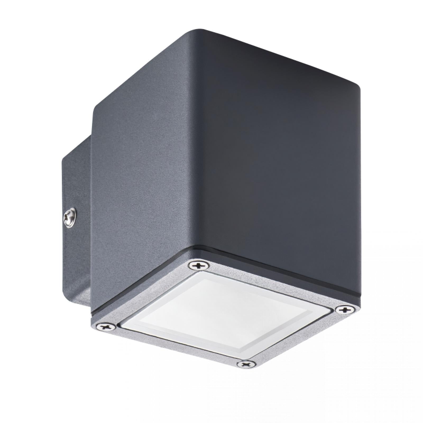 CONCEPTRUN LED Wandleuchte anthrazit Eckig Glas 1-flammig Schrauben & Dübeln IP44