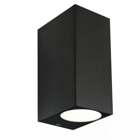 CONCEPTRUN LED Wandleuchte schwarz Eckig Glas 2-flammig Schrauben & Dübeln IP44