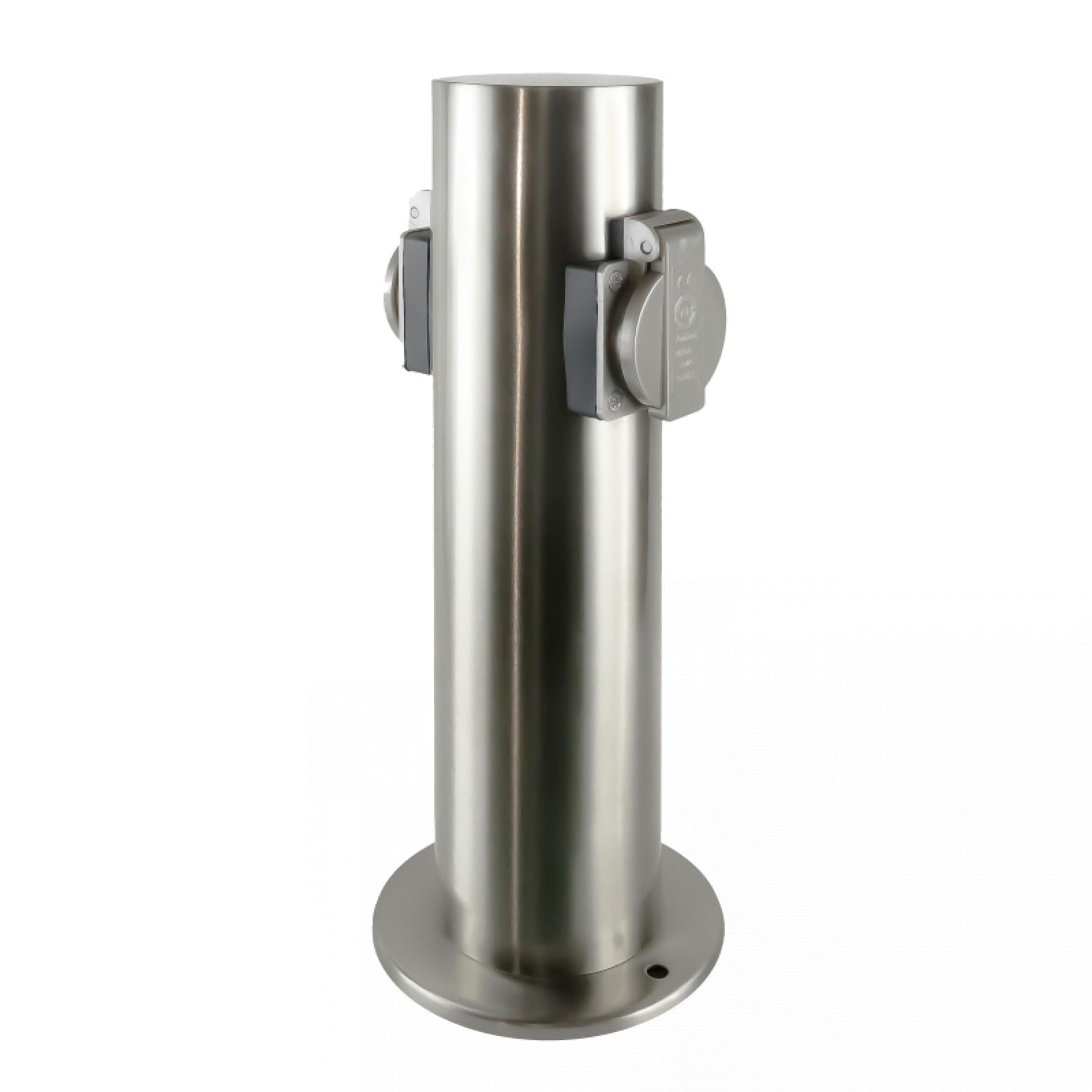 CONCEPTRUN Mehrfachsteckdose 2-fach Außensteckdose Poller V2A Edelstahl IP44 230V