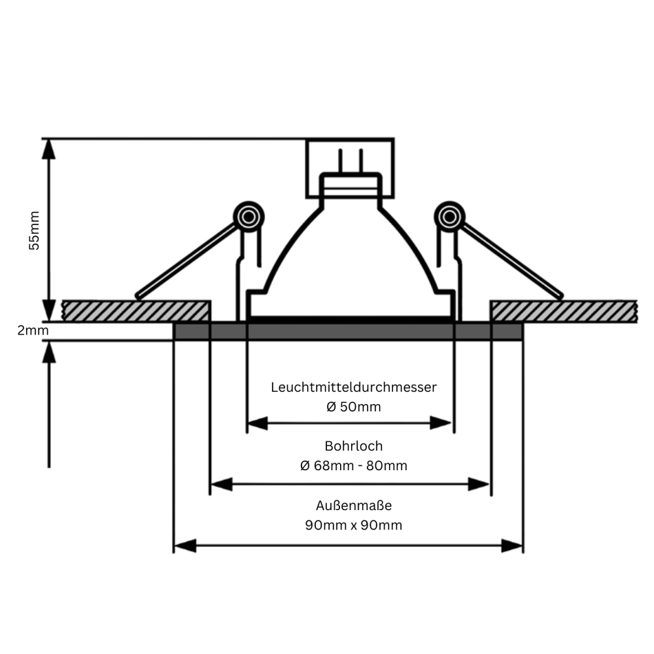 LED Einbaustrahler Spot schwarz eckig 30° schwenkbar Lochmaß Ø 68mm - 80mm GU5.3 MR16 12V