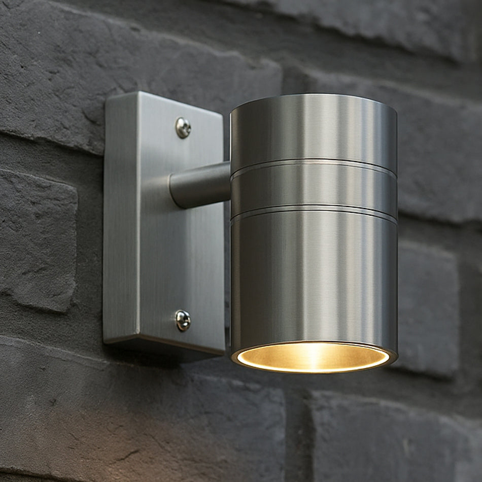 LED Wandleuchte Edelstahl gebürstet 1-flammig IP44 GU10 230V