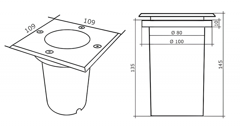 LED Bodeneinbaustrahler eckig Edelstahl Außenleuchte Bodenleuchte IP67 GU10 230V