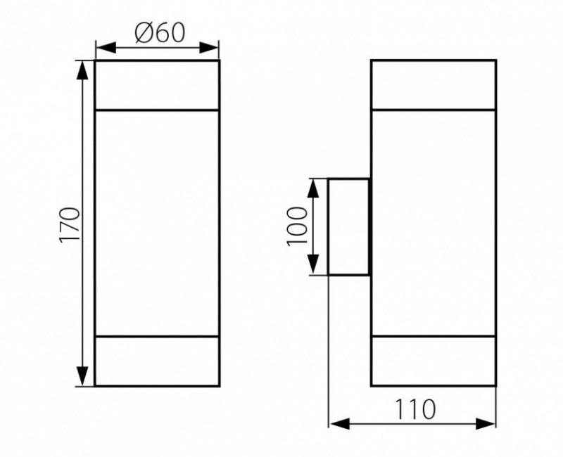 LED Wandleuchte Edelstahl gebürstet 2-flammig IP44 GU10 230V