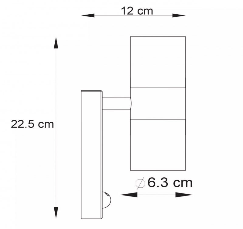 LED Wandleuchte mit Bewegungsmelder schwarz rund 2-flammig IP44 GU10 230V