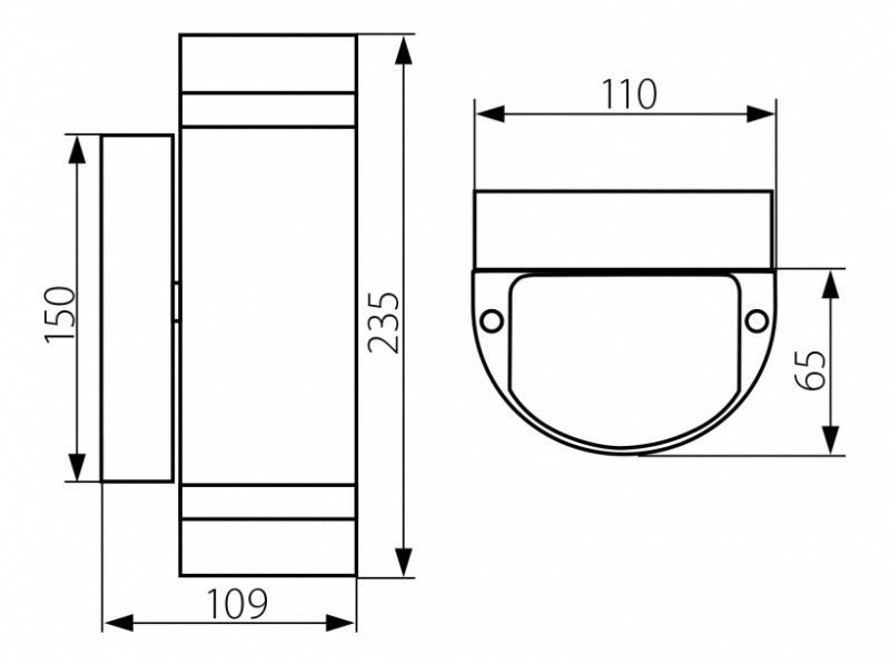 LED Wandleuchte schwarz halbrund 2-flammig IP44 GU10 230V