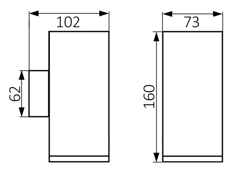 LED Wandleuchte anthrazit eckig 2-flammig IP44 GU10 230V