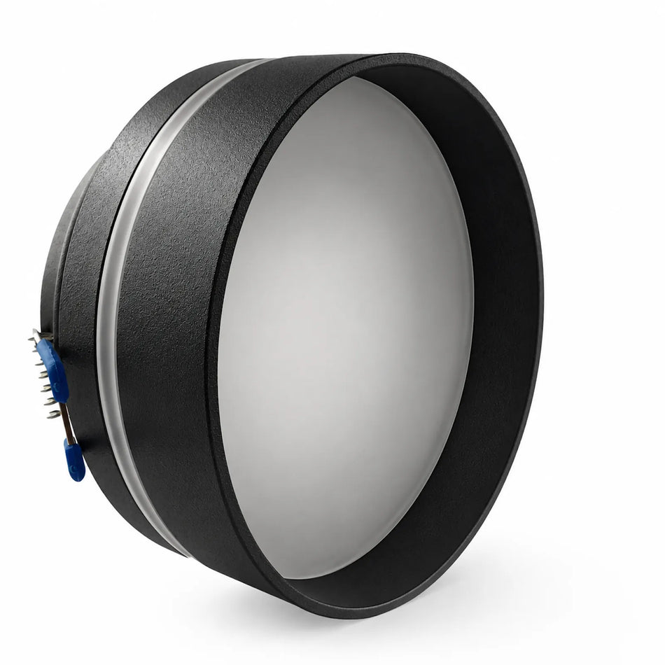 LED Schattenstrahler schwarz rund Glas Einbaustrahler Aufbauoptik Lochmaß Ø68-75mm GU5.3 MR16 12V