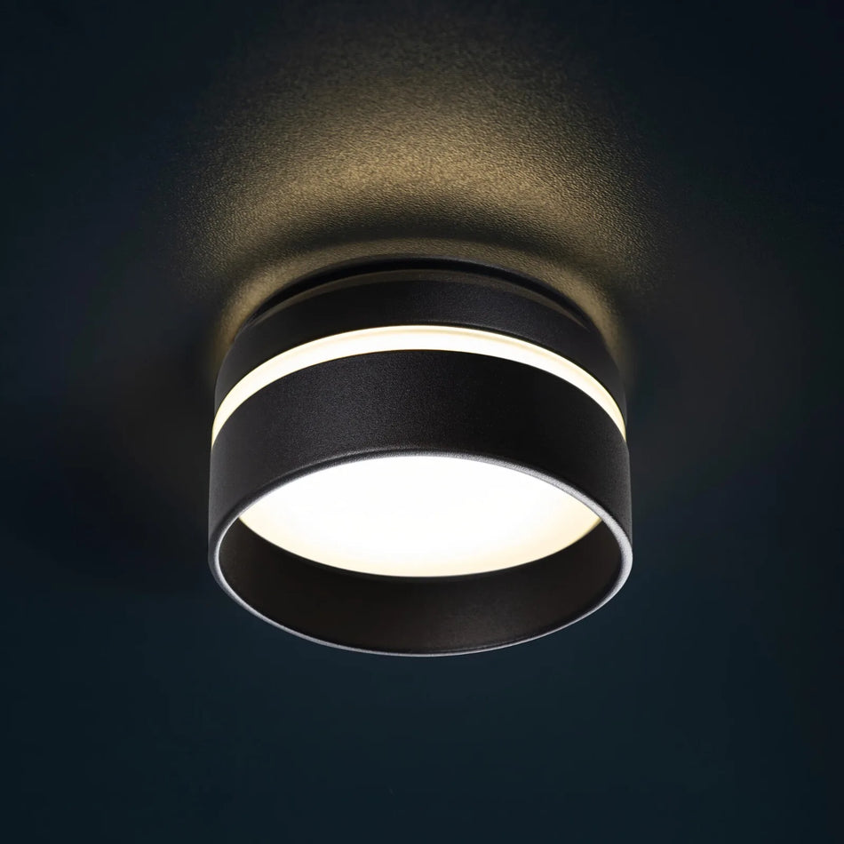 LED Schattenstrahler schwarz rund Glas Einbaustrahler Aufbauoptik Lochmaß Ø68-75mm GU5.3 MR16 12V