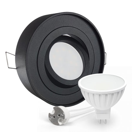 CONCEPTRUN LED Aufbau Einbaustrahler schwarz rund 360° schwenkbar Lochmaß Ø 85mm - 90mm geringe Tiefe 34mm