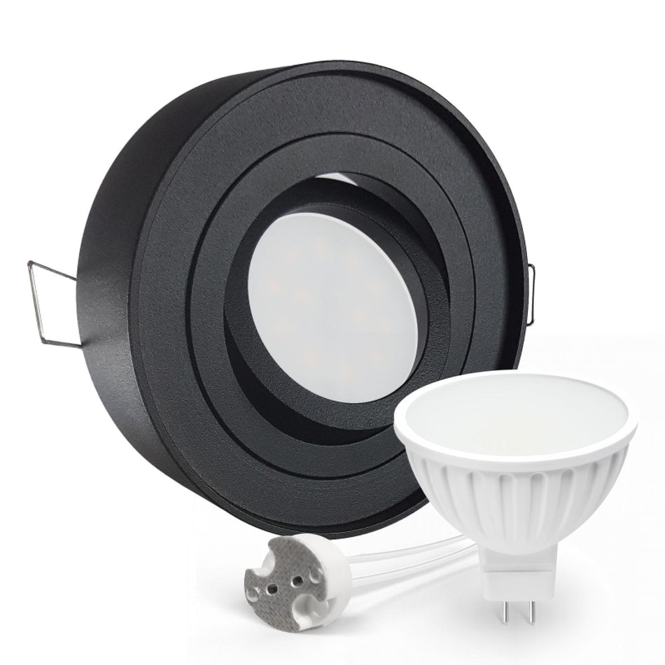 CONCEPTRUN LED Aufbau Einbaustrahler schwarz rund 360° schwenkbar Lochmaß Ø 85mm - 90mm geringe Tiefe 34mm