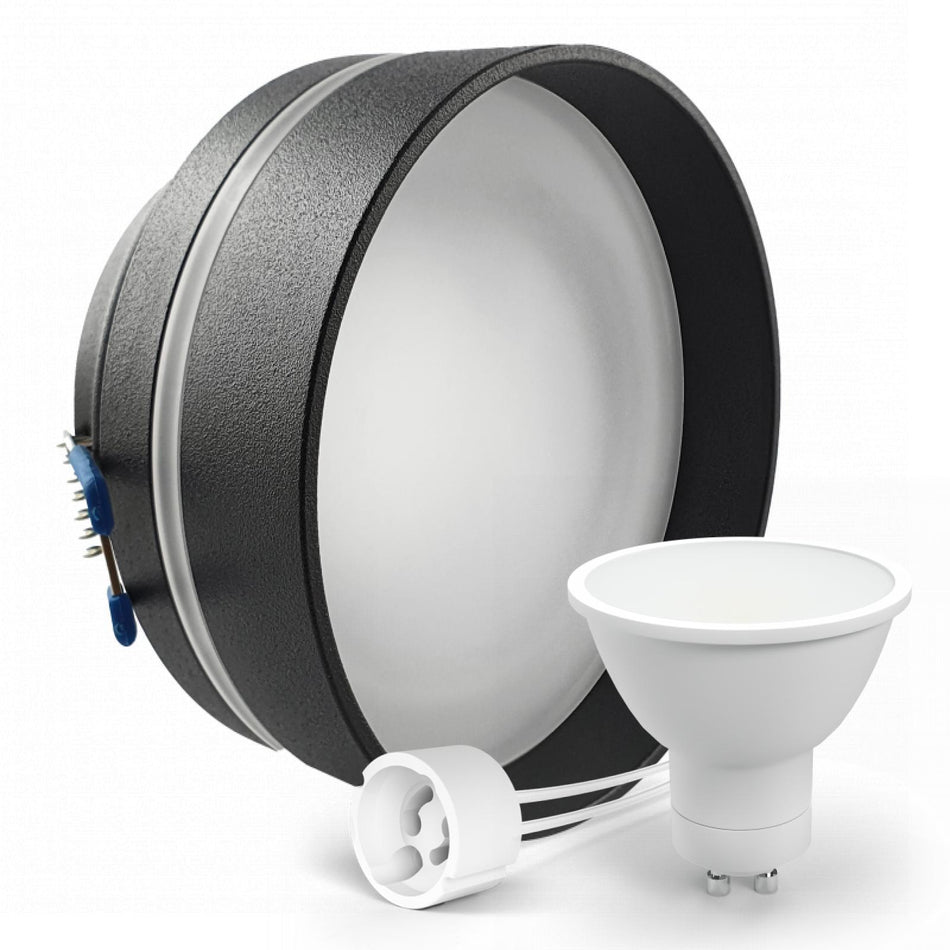 CONCEPTRUN LED Aufbau Einbaustrahler schwarz rund Glas Lochmaß Ø 68mm - 75mm Tiefe 64mm