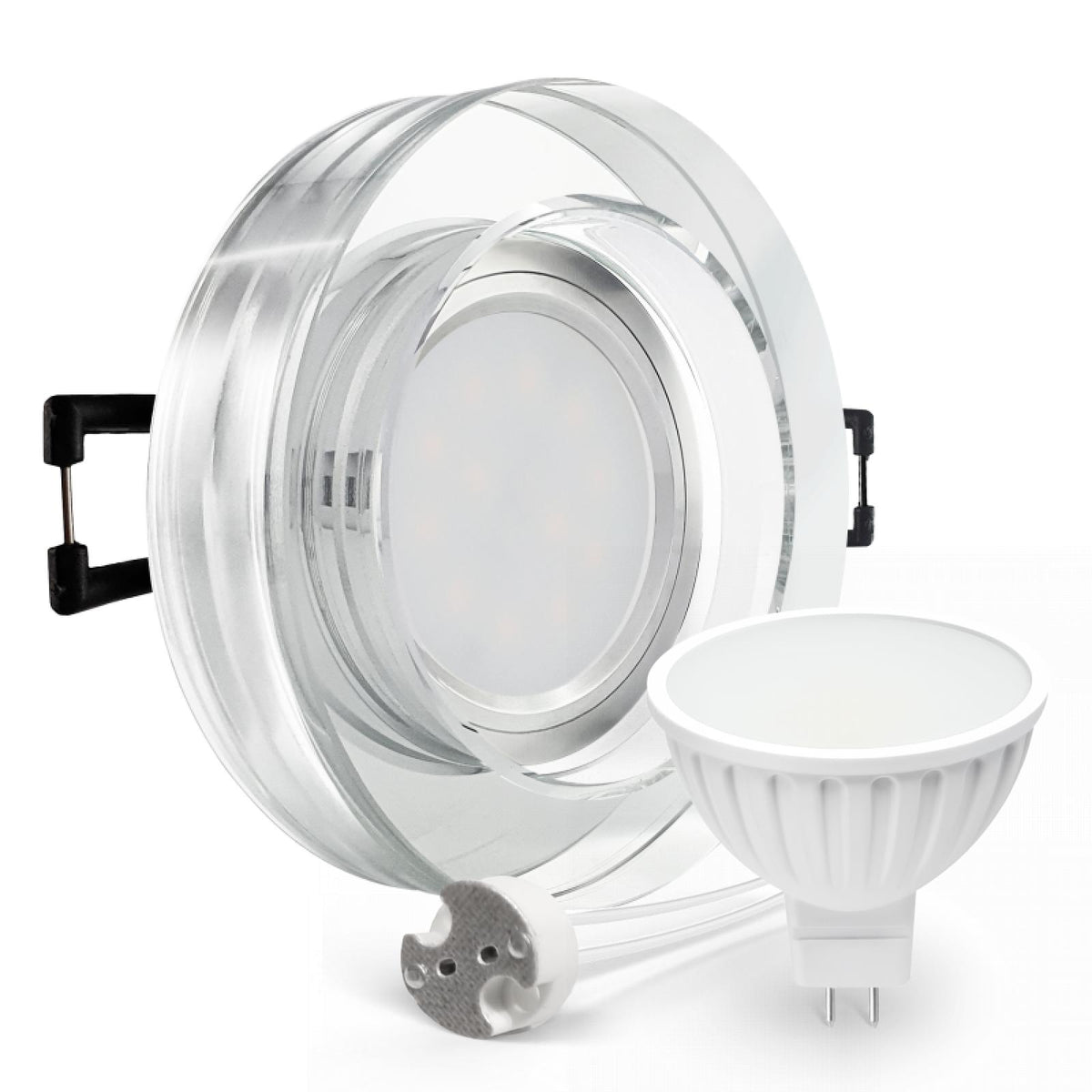 CONCEPTRUN LED Aufbau Einbaustrahler spiegelnd rund Glas Lochmaß Ø 68mm - 75mm Tiefe 55mm