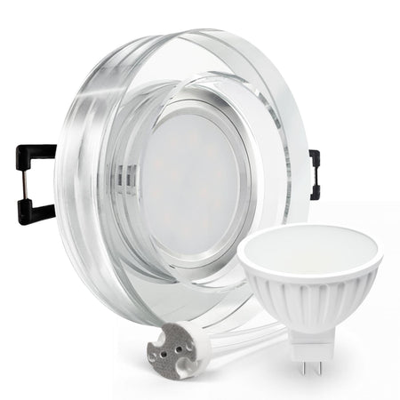 CONCEPTRUN LED Aufbau Einbaustrahler spiegelnd rund Glas Lochmaß Ø 68mm - 75mm Tiefe 55mm