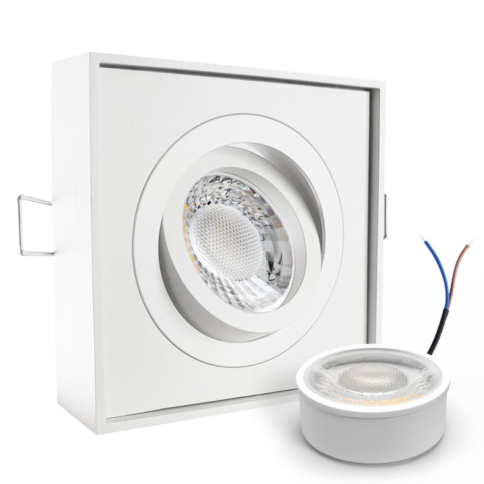 CONCEPTRUN LED Aufbau Einbaustrahler weiß eckig 30° schwenkbar Lochmaß Ø 85mm - 90mm geringe Tiefe 19mm 5W LED Modul flach dimmbar neutralweiß 230V