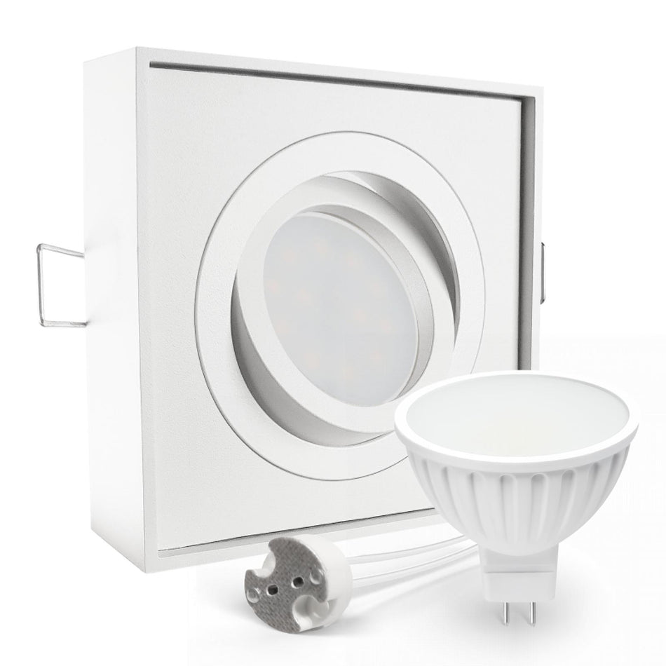 CONCEPTRUN LED Aufbau Einbaustrahler weiß eckig 30° schwenkbar Lochmaß Ø 85mm - 90mm geringe Tiefe 34mm