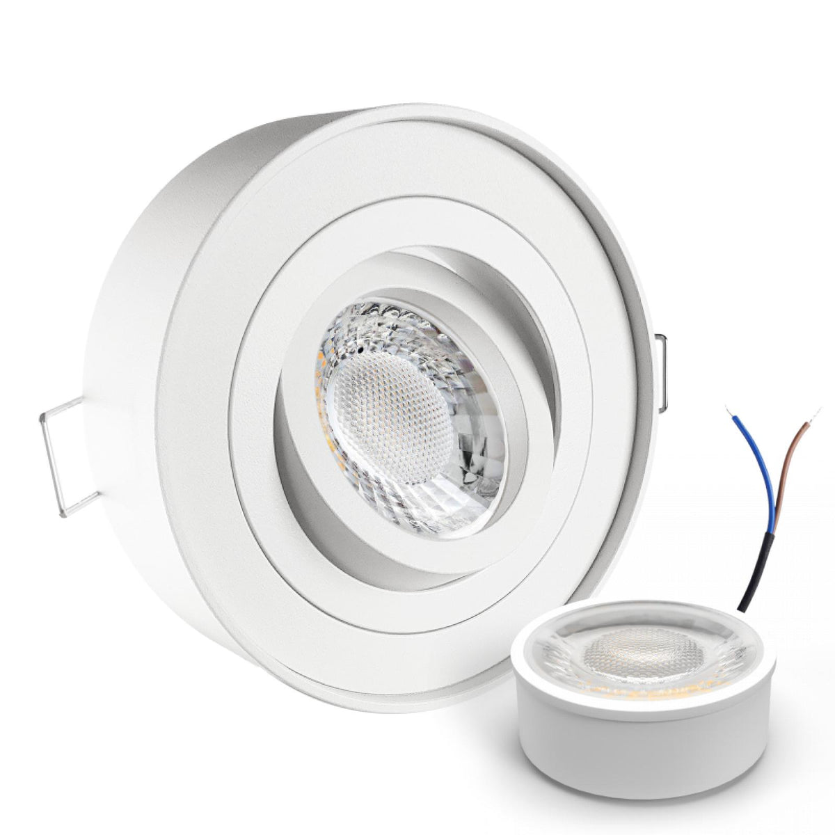 CONCEPTRUN LED Aufbau Einbaustrahler weiß rund 360° schwenkbar Lochmaß Ø 85mm - 90mm geringe Tiefe 19mm 5W LED Modul flach dimmbar neutralweiß 230V