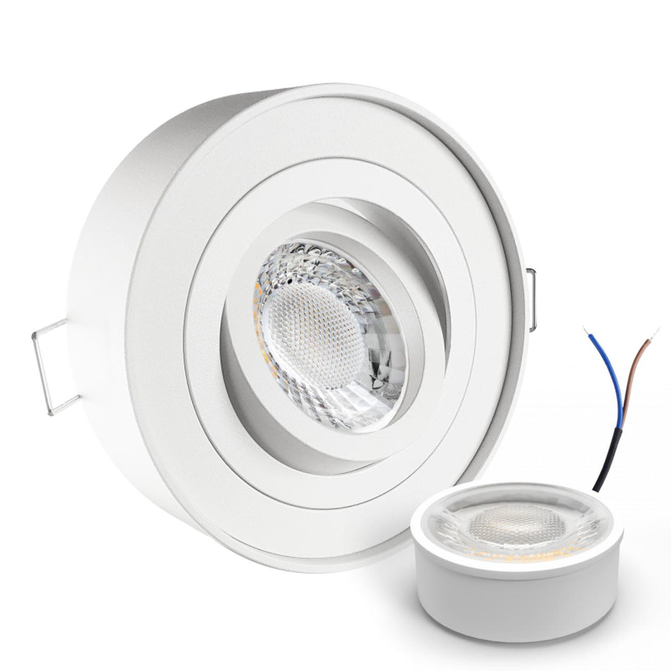 CONCEPTRUN LED Aufbau Einbaustrahler weiß rund 360° schwenkbar Lochmaß Ø 85mm - 90mm geringe Tiefe 19mm 5W LED Modul flach dimmbar neutralweiß 230V