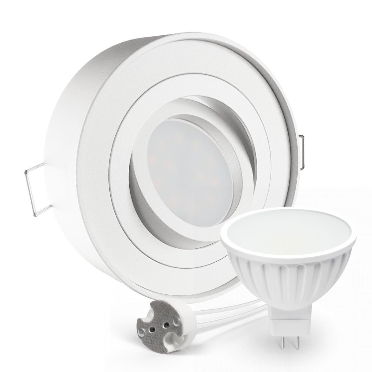 CONCEPTRUN LED Aufbau Einbaustrahler weiß rund 360° schwenkbar Lochmaß Ø 85mm - 90mm geringe Tiefe 34mm