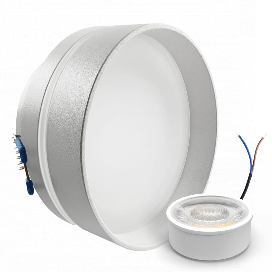 CONCEPTRUN LED Aufbau Einbaustrahler weiß rund Glas Lochmaß Ø 68mm - 75mm geringe Tiefe 25mm 5W LED Modul flach dimmbar neutralweiß 230V