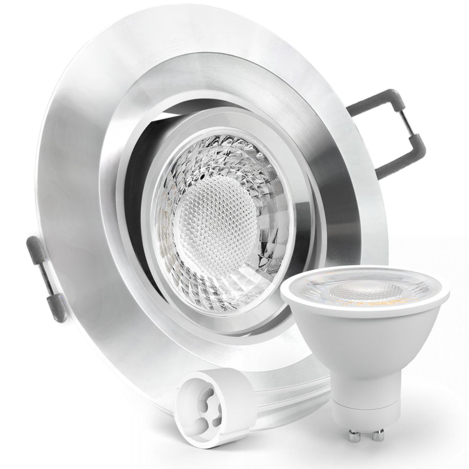 LED Einbaustrahler Spot Aluminium rund 360° schwenkbar Lochmaß Ø 68mm - 95mm GU10 230V