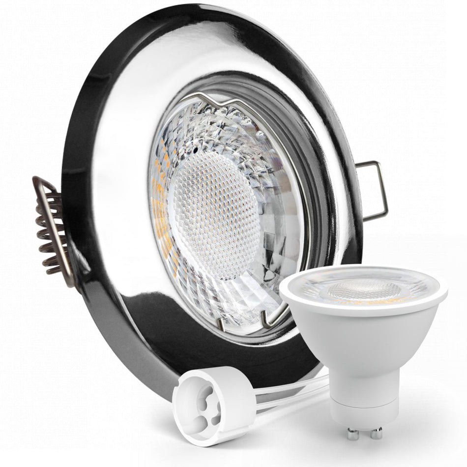 LED Einbaustrahler Spot Chrom glänzend rund Lochmaß Ø 55mm - 75mm GU10 230V