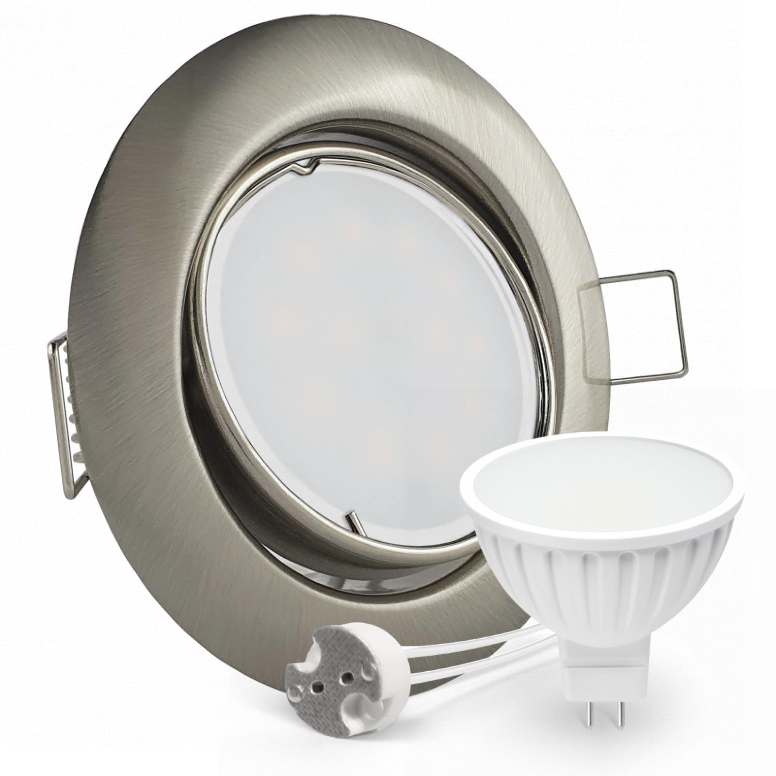 CONCEPTRUN LED Einbaustrahler Spot Edelstahl gebürstet rund 360° schwenkbar Lochmaß Ø 65mm - 78mm Tiefe 55mm Fassung