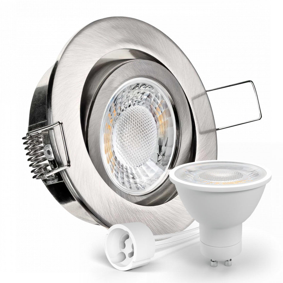 LED Einbaustrahler Spot Edelstahl gebürstet rund 360° schwenkbar Lochmaß Ø 68mm - 75mm GU10 230V
