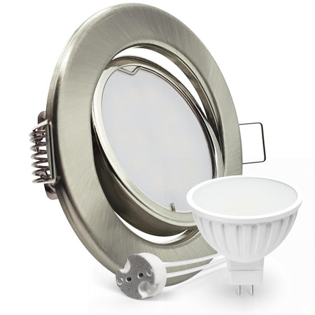 CONCEPTRUN LED Einbaustrahler Spot Edelstahl gebürstet rund 360° schwenkbar Lochmaß Ø 68mm - 80mm Tiefe 55mm Fassung