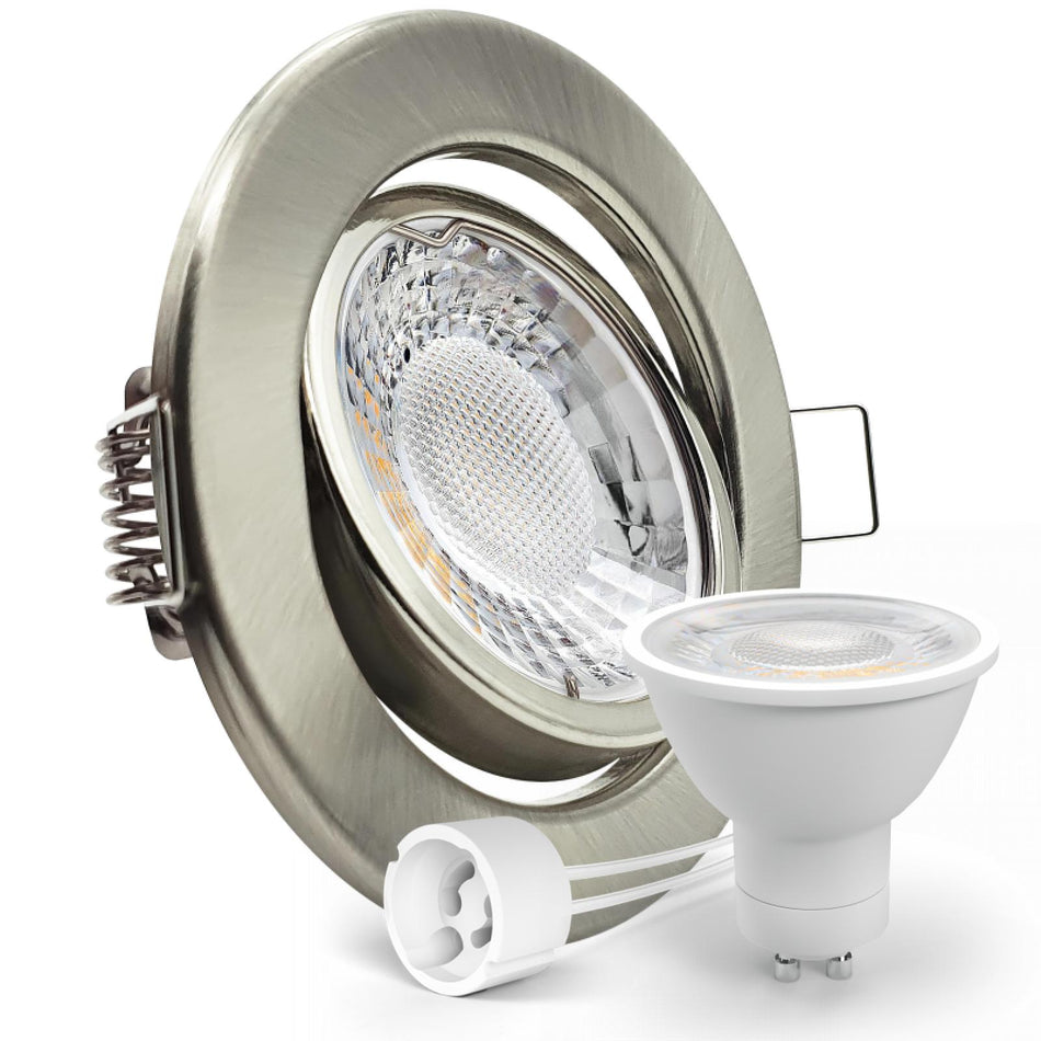 LED Einbaustrahler Spot Edelstahl gebürstet rund 360° schwenkbar Lochmaß Ø 68mm - 80mm GU10 230V