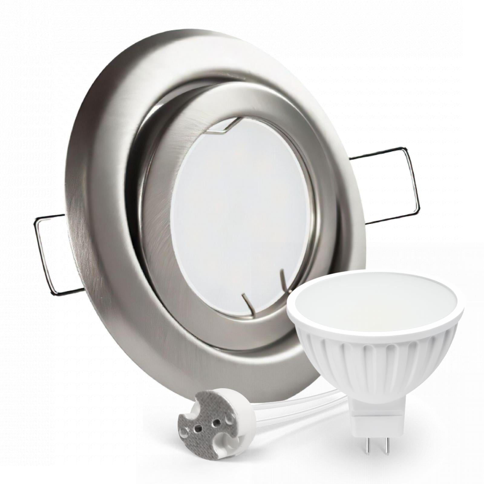 CONCEPTRUN LED Einbaustrahler Spot Edelstahl gebürstet rund 360° schwenkbar Lochmaß Ø 78mm - 85mm Tiefe 55mm Fassung